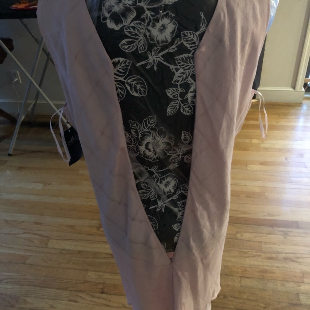 Sherry Taylor size XL pink v-neck sleeveless dress linen like bias cut - Picture 6 of 10
